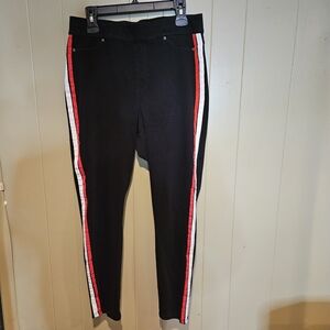HUE Black Stretch Jeggings | Size 1X | Sporty Side-Stripe Comfort Fit